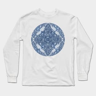 Denim Blue Lace Pencil Doodle Long Sleeve T-Shirt